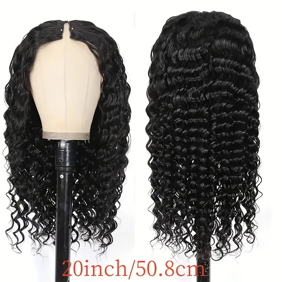 200 Density Curly V Part Human Hair Wigs For Brazilian Women V Shape Glueless Human Hair V Part Wig 100% Human Hair Curly Natural Color